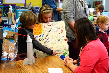 Amy Minor, Superintendent, with students